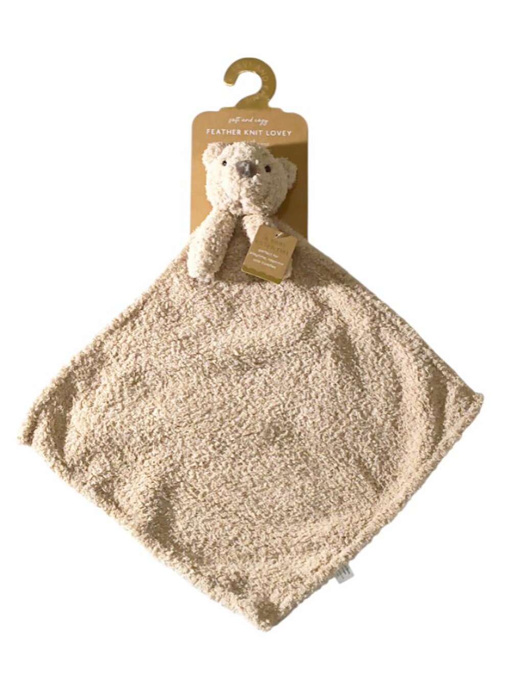 Levi And Emmie Teddy Bear Feather Knit Soft Lovey Security Blanket 15" X 13" NEW